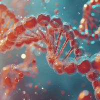 Close-up of a DNA double helix with a gradient blue background showing salmon dna pdrn facial nyc